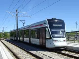 Aarhus light rail line L2 with low-floor articulated tram 1102-1202 at Klokhøjen (2020)