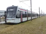 Aarhus light rail line L2 with low-floor articulated tram 1102-1202 at Lisbjergskolen (2022)