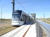 Aarhus light rail line L2 with low-floor articulated tram 1103-1203 at Lisbjergskolen (2019)