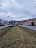 Aarhus light rail line L2 with low-floor articulated tram 1105-1205 on Nørreport (2023)