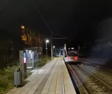 Aarhus light rail line L2 with low-floor articulated tram 1108-1208 at Kongsvang (2020)