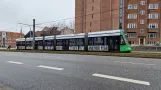 Aarhus light rail line L2 with low-floor articulated tram 1109-1209 near Nørreport (2024)