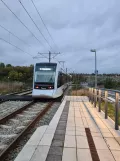 Aarhus light rail line L2 with low-floor articulated tram 2110-2210 at Klokhøjen (2021)