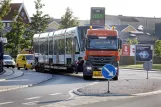 Aarhus low-floor articulated tram 1101-1201 on Søren Frichs Vej (2016)