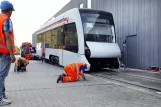 Aarhus low-floor articulated tram 2102-2202 at Trafik- og Servicecenter (2016)