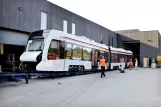 Aarhus low-floor articulated tram 2102-2202 outside Trafik- og Servicecenter (2016)