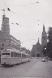 Archive photo: Brussels tram line 16 with articulated tram 840 on Chaussée d'Ixelles (1962)