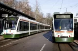 Augsburg tram line 2 with low-floor articulated tram 842 at Königsplatz (2010)