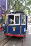 Barcelona tourist line 55 with railcar 8, the front Plaça Kennedy (2012)