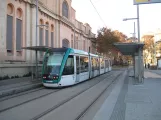 Barcelona tram line T4 with low-floor articulated tram 16 at Ciutadella | Vila Olímpica (2015)