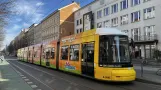 Berlin fast line M1 with low-floor articulated tram 9093 at Schwedter Straße (2025)