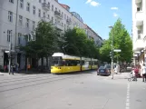 Berlin fast line M13 with low-floor articulated tram 1071 close by Wühlischstr. / Gärtnerstr. (2016)