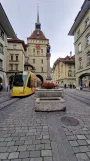 Berne tram line 7 with low-floor articulated tram 653 on Marktgasse (2024)