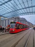 Berne tram line 9 with low-floor articulated tram 764 at Bahnhof (2024)