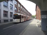 Bielefeld tram line 4 with articulated tram 5015 on Nikolaus-Durkopp-Str. (2020)