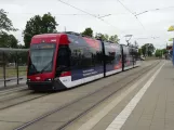 Braunschweig tram line 1 with low-floor articulated tram 1468 at Stadion (2022)