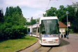 Braunschweig tram line 2 with low-floor articulated tram 9558 at Helmstedter Str. (Krematorium) (2006)