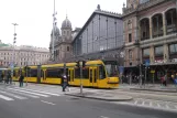 Budapest tram line 4 with low-floor articulated tram 2004 at Nyugati pályaudvar M (2013)