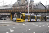 Budapest tram line 4 with low-floor articulated tram 2039 near Nyugati pályaudvar M (2013)