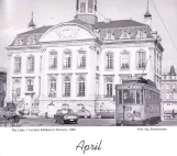 Calendar: Verviers tram line 1 with railcar 38 by Rathaus (1968)