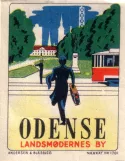 Cardboard tag: Odense Hovedlinie  at Banegården (1938)