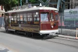 Christchurch Tramway line with railcar 15 near Cathedral Square (2023)