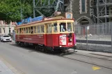 Christchurch Tramway line with railcar 178 on Cathedral Square (2023)