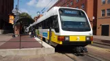 Dallas Blue Line with articulated tram 136 at West End Station (2018)