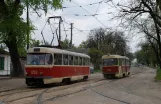 Dnipro tram line 5 with railcar 1253 outside Zaliznychnyi vokzal (2011)