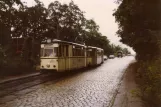 Dresden tram line 1 with railcar 213 215-0 near Kemnitz (1990)