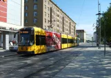 Dresden tram line 11 with low-floor articulated tram 232 830-5 on Postplatz (2007)