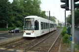 Düsseldorf extra line 708 with low-floor articulated tram 2139 at Hansaplatz (2010)