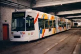 Düsseldorf low-floor articulated tram 2111 inside Betriebshof Lierenfeld (1996)