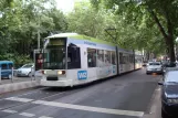 Düsseldorf tram line 706 with low-floor articulated tram 2140 at Scnillerplatz (2010)