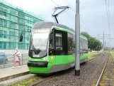 Elbląg tram line 4 with low-floor railcar 073 at Dworzec (2024)