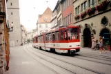 Erfurt tram line 4 with articulated tram 475 near Fischmarkt / Rathaus (1998)