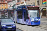 Erfurt tram line 6 with low-floor articulated tram 626 on Krämpfertor (2012)