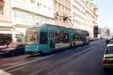 Frankfurt am Main tram line 11 with low-floor articulated tram 034 at Weserstr. / Münchener Str. (1999)