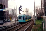 Frankfurt am Main tram line 16 with low-floor articulated tram 006 close by Festhalle / Messe (2000)