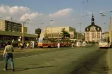 Gera extra line 2 with articulated tram 338 at Heinrichstraße (1990)