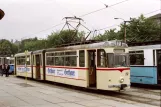 Gotha tram line 2 with articulated tram 212 at Hauptbahnhof (1992)