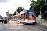 Griesheim tram line 9 with low-floor articulated tram 9867 near Kantstr. (2003)