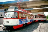 Halle (Saale) tram line 7 with railcar 1181 at Riebeckplatz (2001)