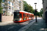 Halle (Saale) tram line 8 with low-floor articulated tram 651 close by Diakoniewerk (2003)