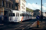 Heidelberg tram line 23 with articulated tram 202 at Adenanerplatz (1998)