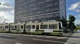 Hiroshima articulated tram 3903 close by Atomic Bomb Dome/Genbaku Dome-Mae (2023)