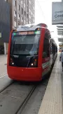 Houston tram line Green with low-floor articulated tram 329 at Central Station Rusk (2018)