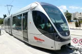 Jerusalem light rail line L1 with light rail car 001 on Damascus Gate (2012)