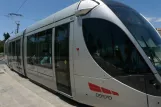 Jerusalem light rail line L1 with light rail car 002 on Damascus Gate (2012)