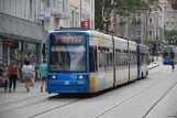 Kassel tram line 1 with low-floor articulated tram 610 near Friedrichsplatz (2022)